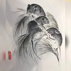 Картина «Мышки на колосьях»