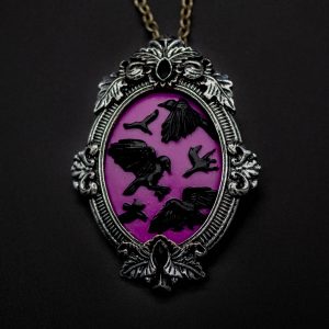 Амулет-Брошь “Летящие Вороны” (фиолетовый)