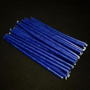 Свеча восковая синяя 18,5 см