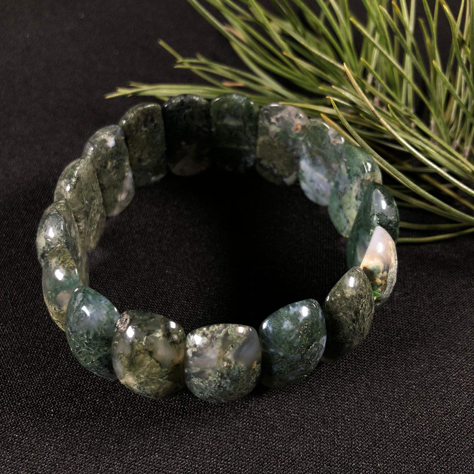 Магический браслет из натурального камня зеленая яшма